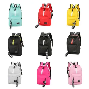 

Men Women Canvas Laptop Backpack Letters Printed Harajuku Travel Casual Teenager Student School Shoulder Bag Rucksack
