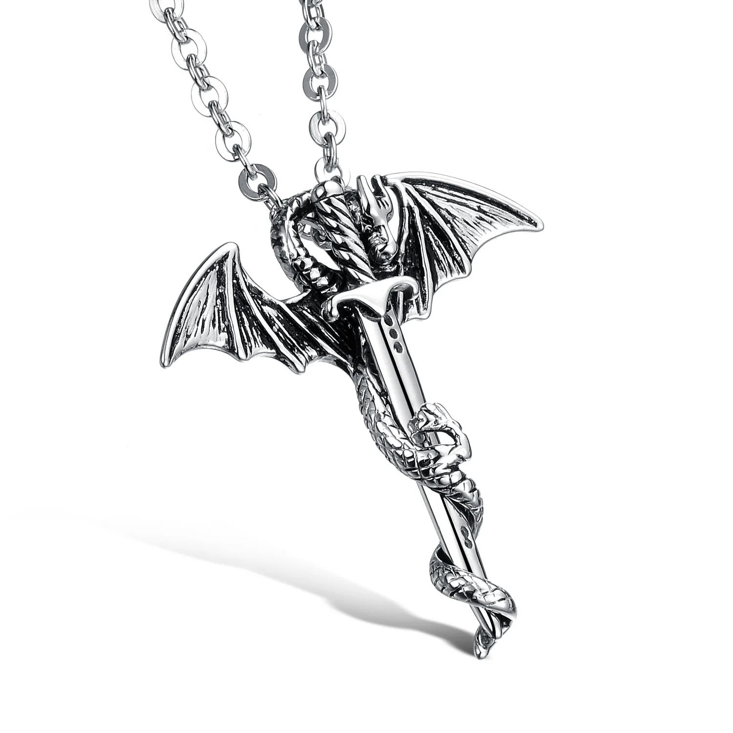 Flying Dragon Sword Pendant Necklace 