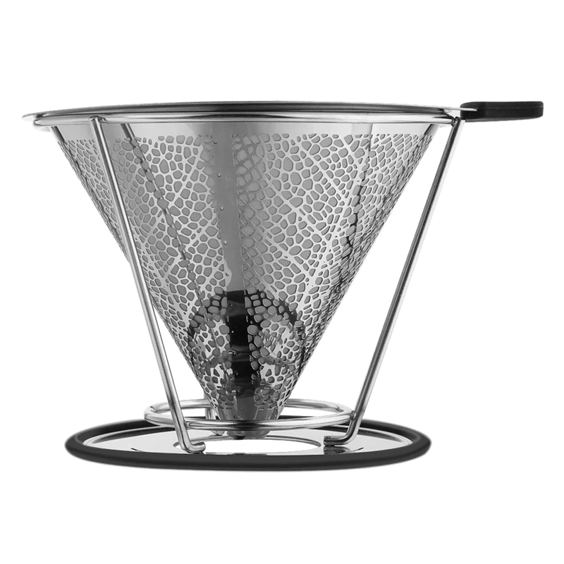 

Pour over Coffee Dripper, Stainless Steel Coffee Filters Cone with Stand Reusable Paperless Pour over Coffee Maker for 1-4 Cup
