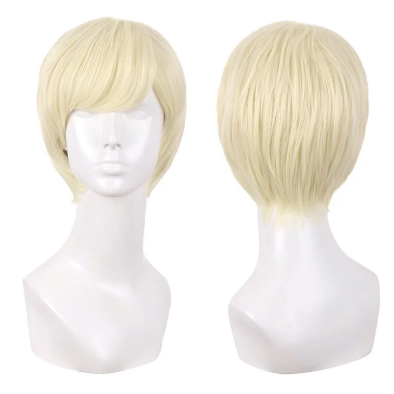 MapofBeauty 1" короткий волнистый парик для косплея для мужчин розовый синий белый синтетические волосы термостойкие Хэллоуин поддельные волосы челка шиньоны