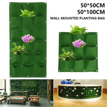 

Multi-Port Planting Bag Non-Woven Flower Pot Balcony Vertical Wall Hanging Vase Seeder Decorative Vase Green Garden Planting Bag