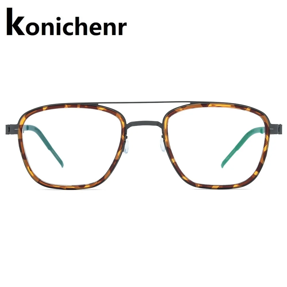Konichenr Оправа очков из титанового сплава мужские Оптические очки для близорукости по рецепту женские очки без винтов оправа для очков корейский 28628