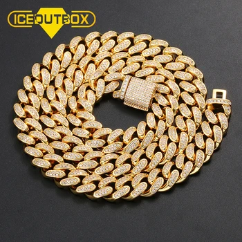 

Full Of Rhinestone Miami Curb Cuban Chain Iced Out Cubic Zircon Necklace CZ Bling Rapper Necklaces For Men's Hip Hop Jewelry