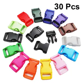 

30pcs 15mm Plastic Belt Buckle Collar Buckle Umbrella Rope Bracelet Webbing Buckle Case And Bag Accessories (Random Color)