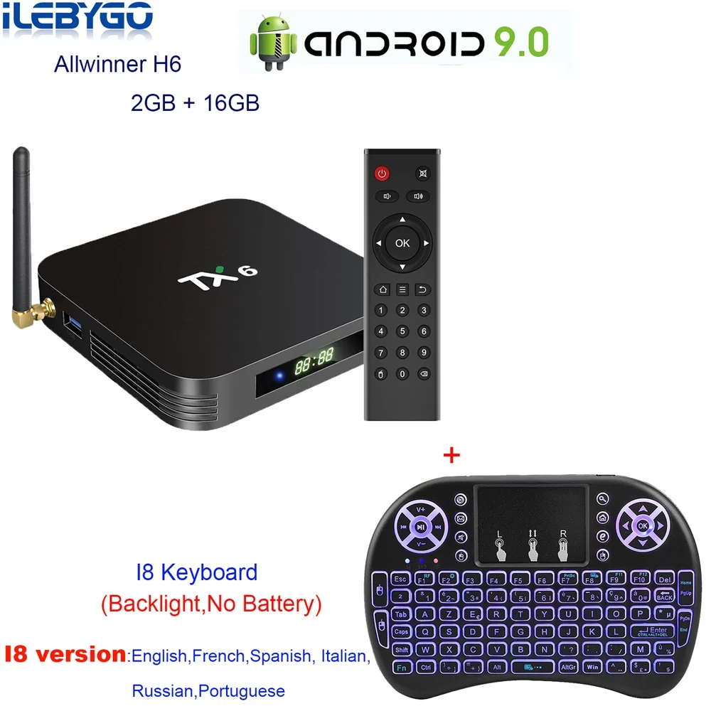 2GB 16GB i8 Ilebygo Smart tv Box Android 9,0 Tanix TX6 Allwinner H6 4 Гб ОЗУ 32 Гб ПЗУ 32G поддержка 4K H.265 2,4G WiFi 2G16G медиаплеер - Цвет: 2GB 16GB i8