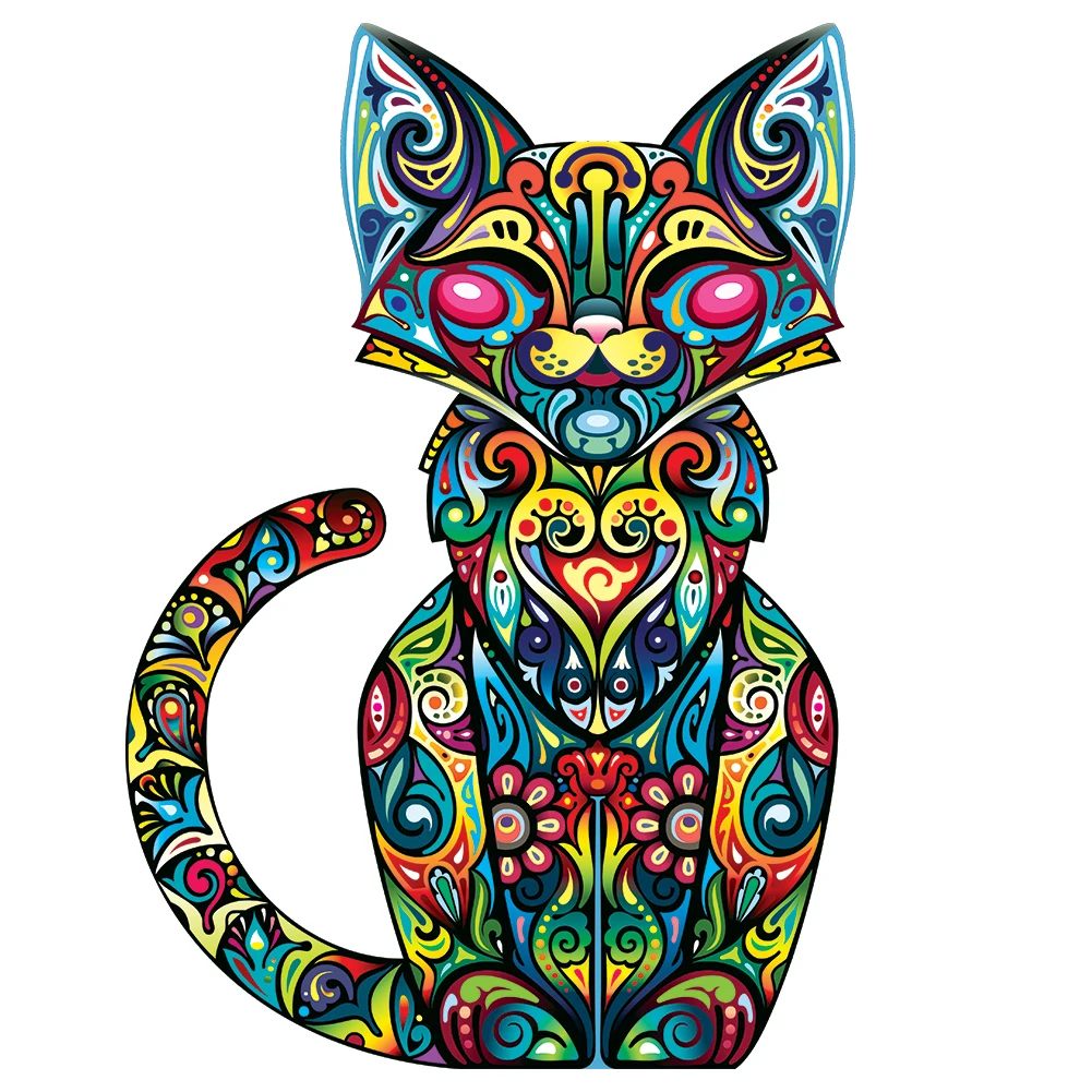 Newest Unique Animals Wooden Puzzles Cat For Children Educational Toys Wooden Jigsaw Adults Puzzles Games Wood DIY Crafts Gifts
