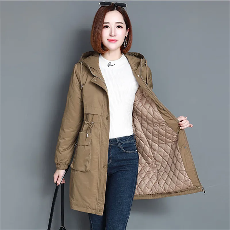 Autumn New Women's Jacket Long Section Korean Large Size Parkers Solid Color Loose down Cotton Jacket Ladies Coats YH531