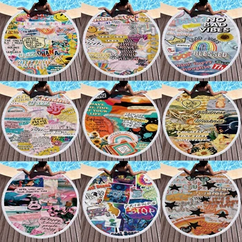 

Tourism Tassel Round Bath Towel Beach Towel Colorful Microfibre Travel Compressed Shower Bathroom Towels Bath Towels for Adults