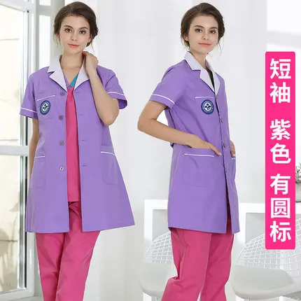 White coat long sleeve physician uniform women and men laboratory clothing doctors tattoo beauty salon pharmacy work clothes - Цвет: picture color