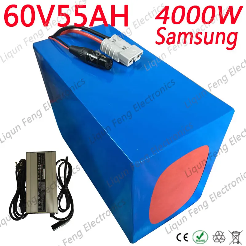 60V батарея 4000W 60V 55AH электрическая велосипедная батарея 60V 55AH литиевая аккумуляторная батарея 60V аккумулятора электроскутера samsung