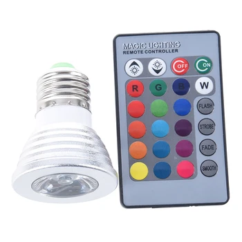 

1x E27 3W 16 Color RGB LED Light Bulb Lamp + IR Remote Control