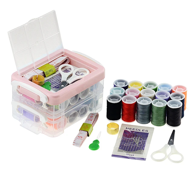 Kit de costura DIY, accesorios de costura, tijeras de bobina, aguja de  perforación de bordado con caja de almacenamiento - AliExpress