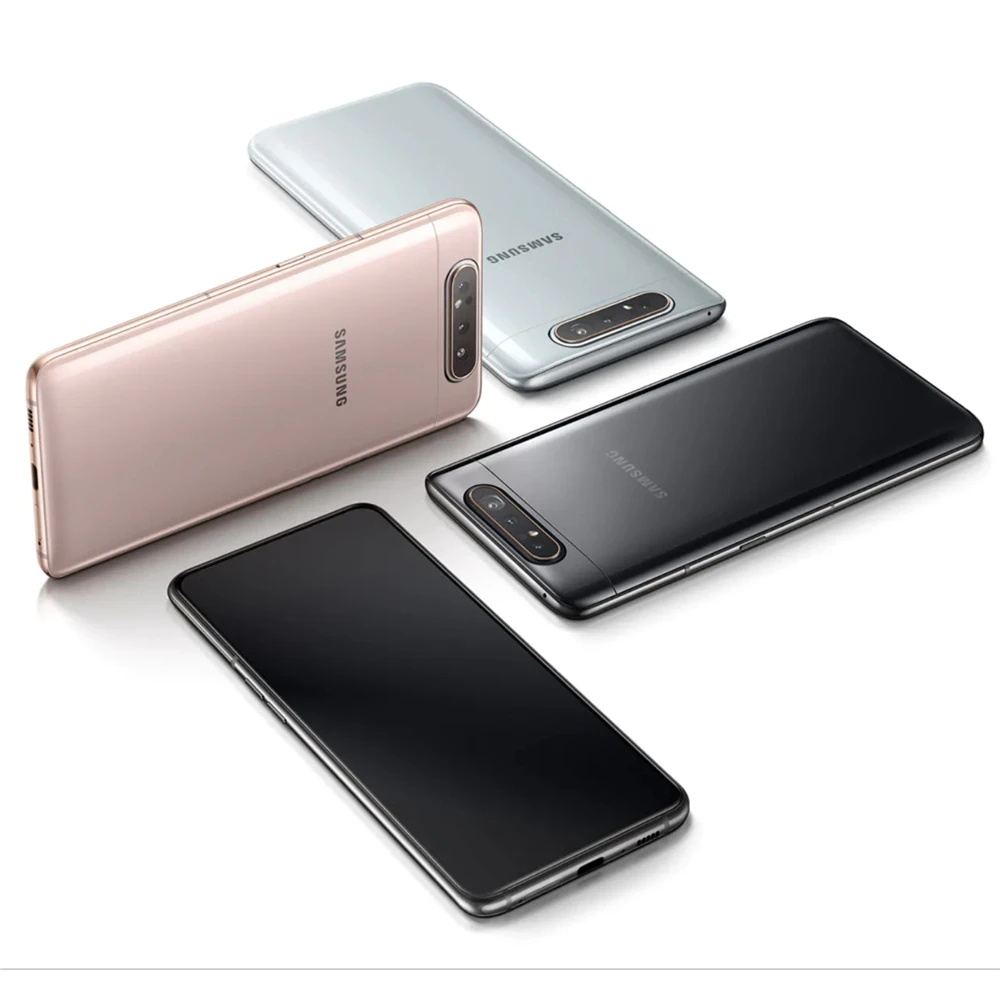 Samsung Galaxy A80 A8050,, 4G, Android, мобильный телефон, четыре ядра, 6,7 дюймов, две sim-карты, 48 МП и 8 Мп, всплывающая камера, 8 ГБ и 128 ГБ, Snapdragon