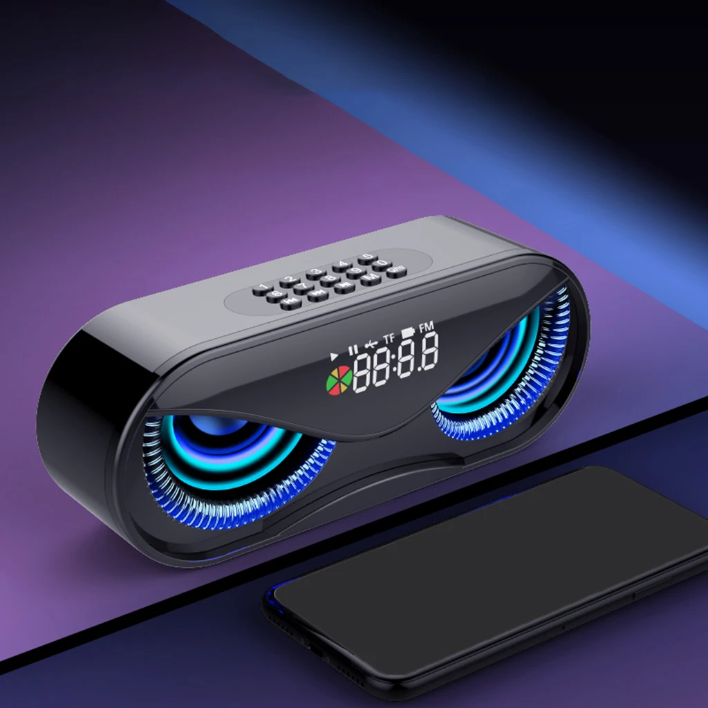 Bluetooth5.0 Multi-functional Wireless Speaker Outdoor Handfree Call Portable Multifunction Speaker with FM Radio Clock TF Card