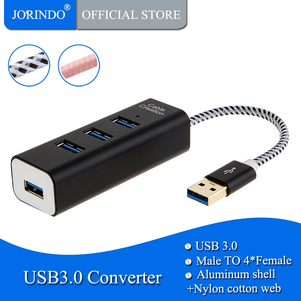 JORINDO 4-Порты и разъёмы USB 3,0 Алюминий центр данных 0.3ft для MacBook, Mac Pro Surface Pro, XPS, Тетрадь ПК, USB флэш-накопители
