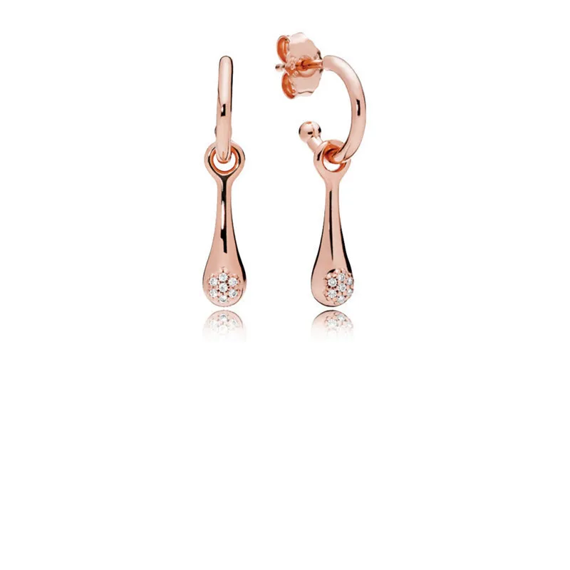 

Rose Golden Color LovePod Drop Earrings for Women Paved Zircon Clear CZ Crystal Charm Girls Jewellery Accessories for Party