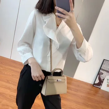 

Women Shirt 2020 Spring and Summer New Simple White Collar Style Temperament Simple Tencel Cotton Shirt Women