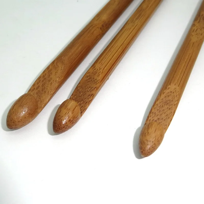 12Pcs Natural Wooden Bamboo Crochet Hooks Set DIY Wooden Knitting Needle