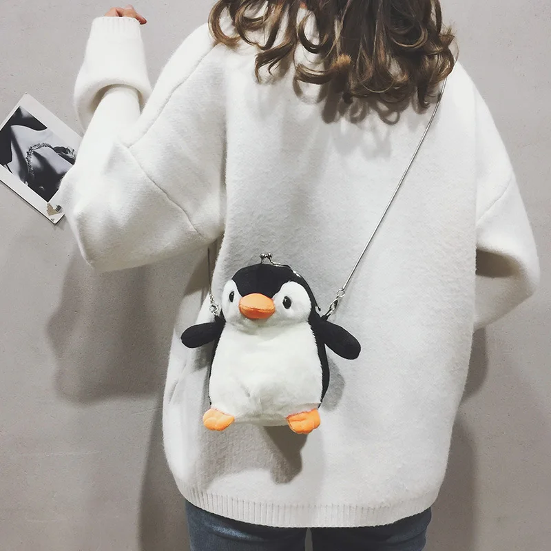 

Cute Small Bag Meng GIRL'S Versatile Chain Small Shoulder Bag CHIC New Style Cool Fashion Plush Penguin Shoulder Bag