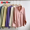 Best Price Purple Shirt Women's Blouse Oversize Long-Sleeve Beige Chiffon Vintage Collar Spring 1005001997022363
