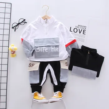 

Children Sports Set 2020 Autumn Winter New Baby Boy Big Letter Pocket Long-sleeve Jacket Trousers Two-piece Baby Girl Casual Set