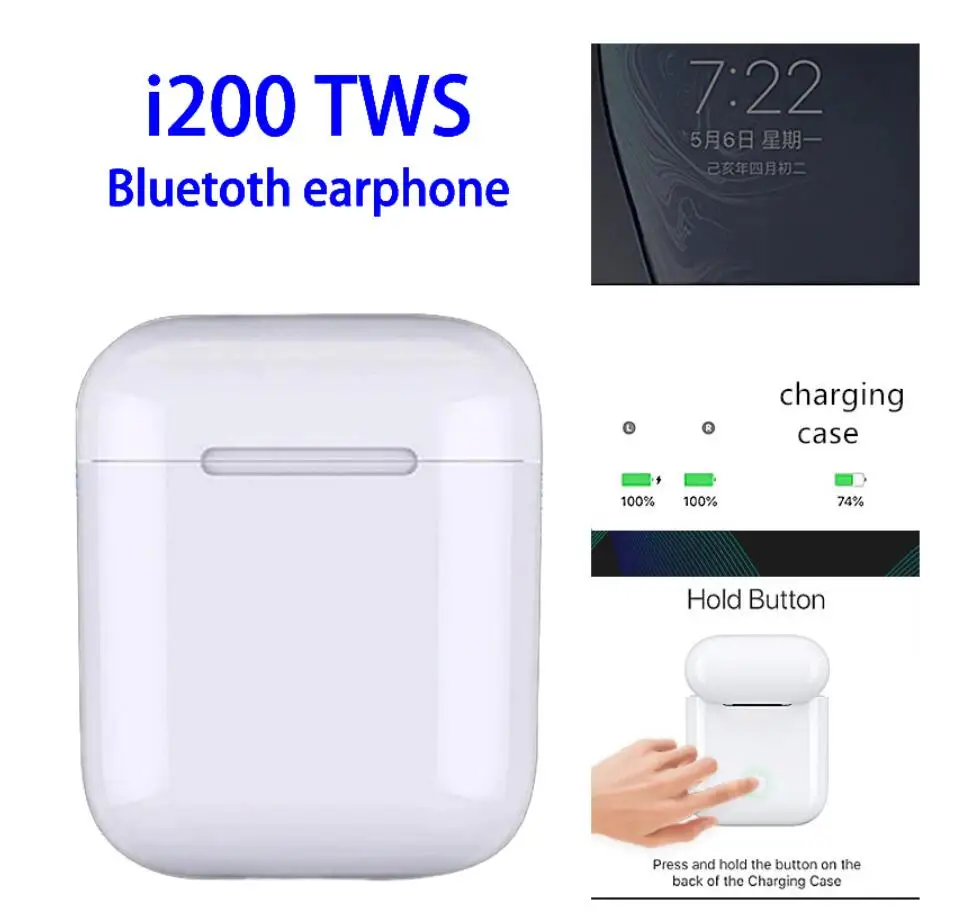 

i200 TWS Bluetooth Earphone Headset Pop Up Wireless Charging Earbuds
