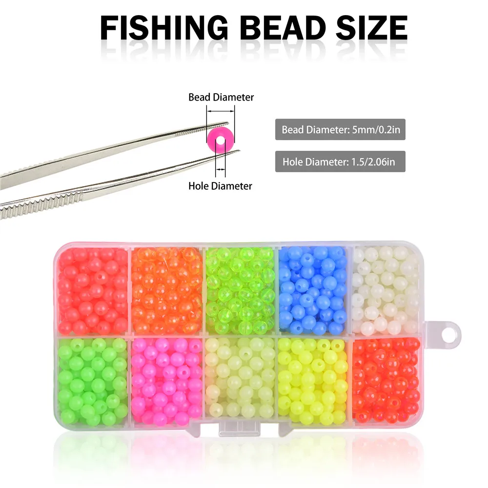 200 Perline Da Pesca Assortite A Forma Di Occhio - 8 Mm, Colorate, In Plastica - Per Carolina Rig, Texas Rig E Lenze - Scatola Portatile - 3