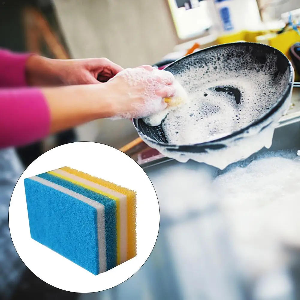 10 pces três-camada de lavagem de louça esponja antiaderente pote nenhum traço cozinha limpeza magia esfregar esponja # eo