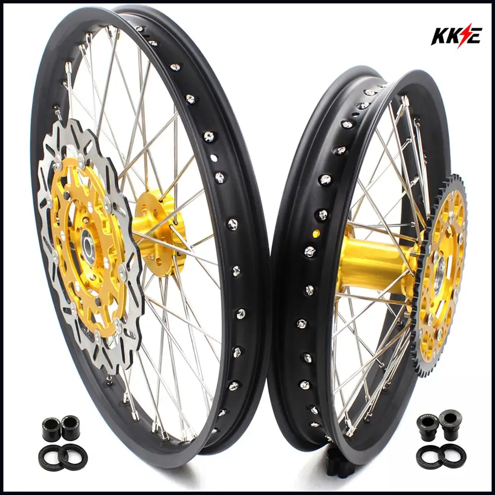 KKE 21/18 комплект колес для мотоцикла SUZUKI DRZ400SM 2005-2020 передние 310 мм диски Золотые с