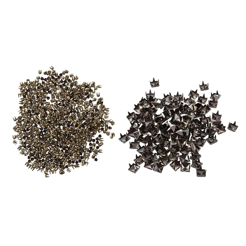 1100 Pcs Rivet: 1000Pcs Bronze Copper Round Rivet Spike Studs Spots DIY Rock Punk 2.5Mm& 100Pcs 5Mm Pyramid Dark Grey Stud Rive