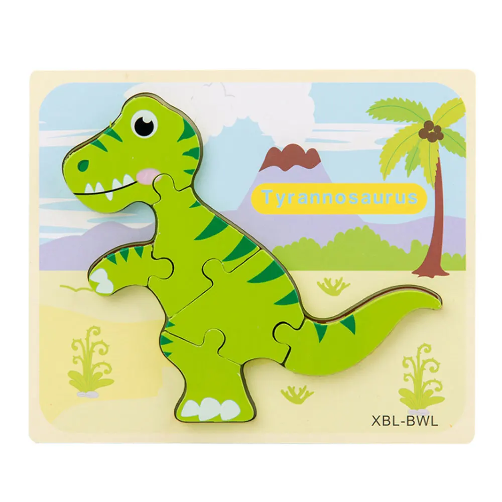 

Baby Wooden Cartoon Dinosaur 3D Puzzle Jigsaw For Kids Boy Girl Montessori Early Learning Educatioanl Puzzle Toys