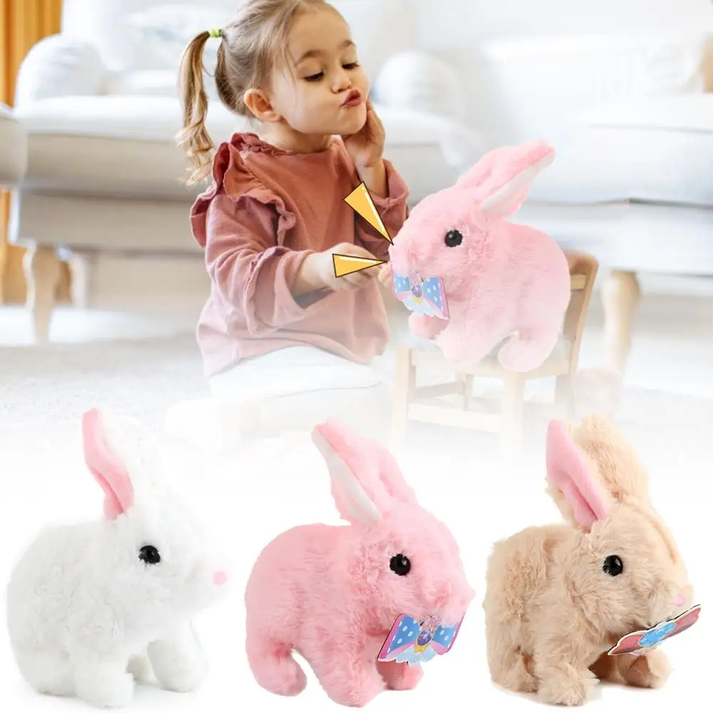Plush Bunny Battery Operated Hopping Rabbit Interactive Toy For Children Boy Girls