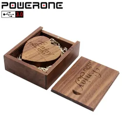 POWERONE – clé usb 3.0 personnalisable gratuitement avec LOGO, boîte en bois avec cœurs d'amour, 64 go/32 go, pour cadeaux de mariage 