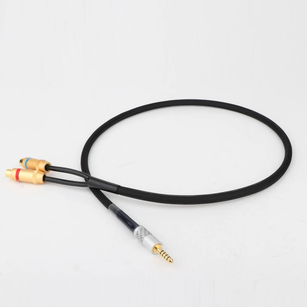 Cabo de 4.4 mm a Rca Homem Resistente Chapeado Ouro do Escudo de Cobre 4.4 mm ao Cabo Audio Estereofónico Fêmea da Extensão do Adaptador 2rca