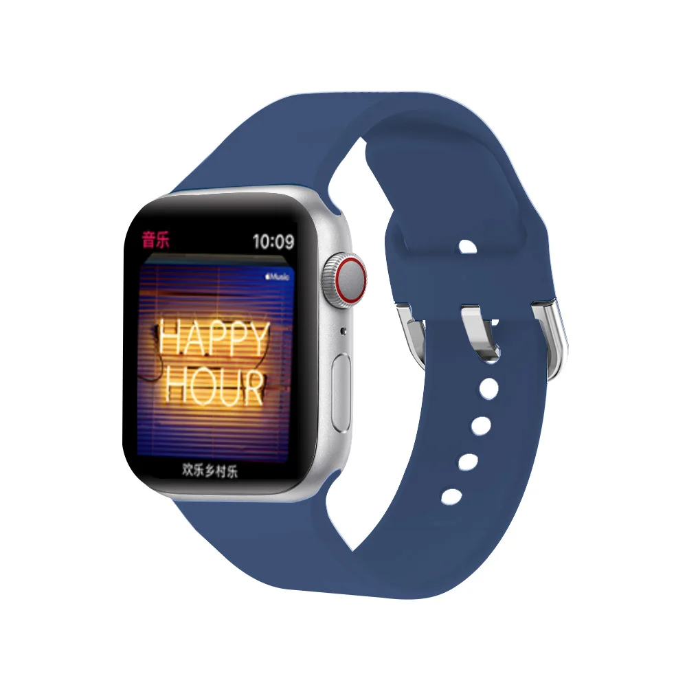 Спортивный ремешок с u-образной пряжкой для Apple Watch, сменный мягкий силиконовый браслет 38 мм 42 мм 40 мм 44 мм Серия 1 2 3 4 5 браслет - Цвет ремешка: Navy blue