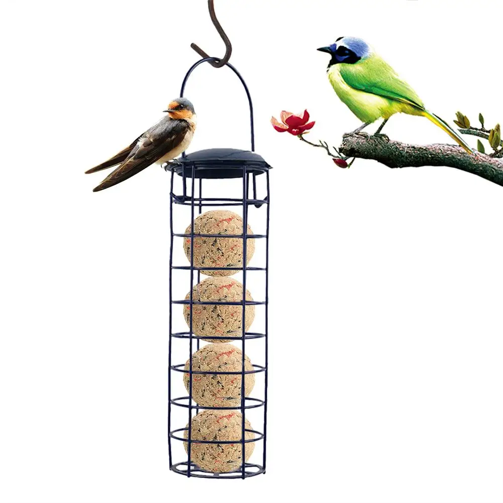 

Bird Feeder Dumpling Grease Ball Iron+PP Outdoor Hanging Garden Balcony Bird Feeder Food Dispenser For Small Wild Birds Holder