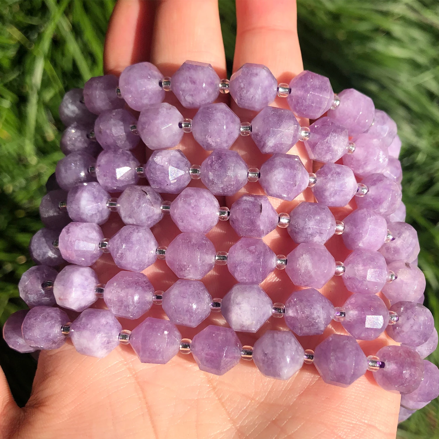  Faceted Natural Stone Beads Rose Quartz Amethyst