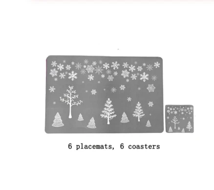 6 подкладок+ 6 подставок 12 шт Рождественский набор нескользящий термостойкий Лось обеденный стол коврики Праздничная рождественская ёлка, олень дизайнерский Декор - Цвет: B