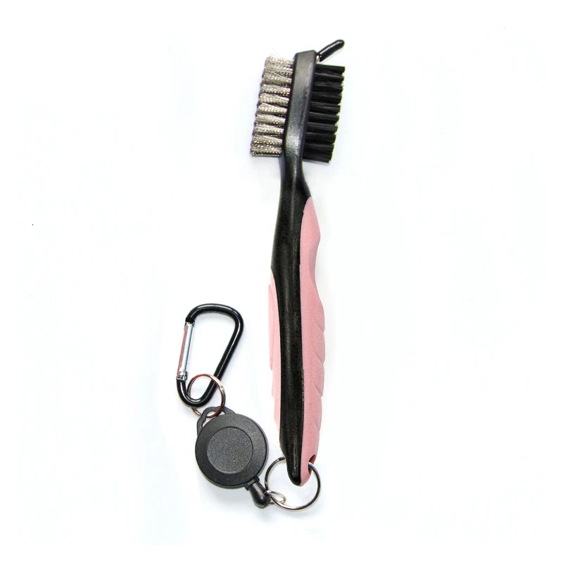 Pink High Quality Portable Golf Club Brush Double-Sided Stretchable Groove Brush Cleaning Golf Putter Brush Tool Golf Accessories - Цвет: Pink