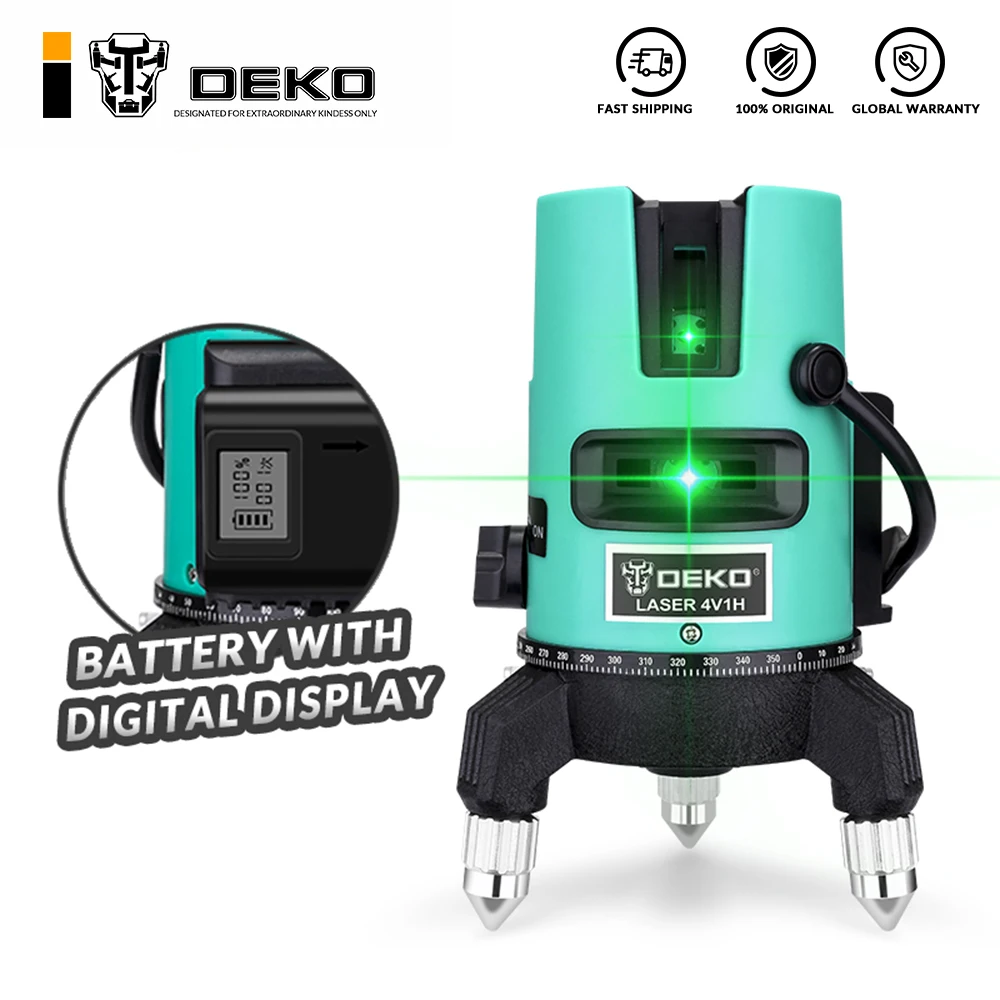 Зеленый лазерный уровень DEKO LL520GJD 360 самонивелирующийся поворотный