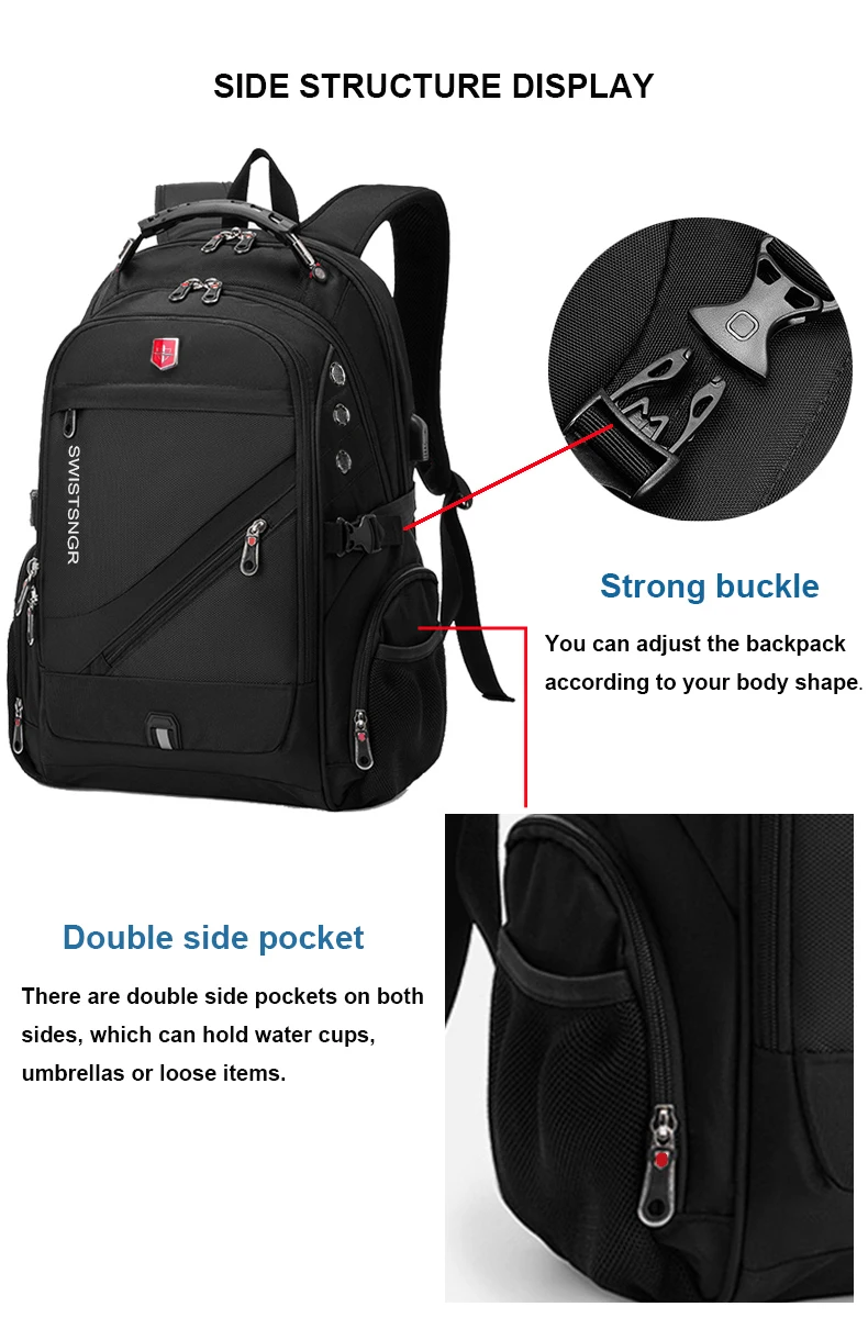 2022 Waterproof 17 Inch Laptop Backpack Men USB Charging Travel ...
