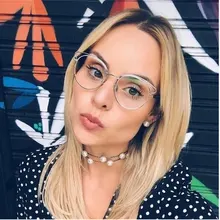 Пустотелая оправа, золотые металлические очки кошачий глаз, Модные прозрачные Линзы для очков, очки, оправы для очков, женские оптические очки