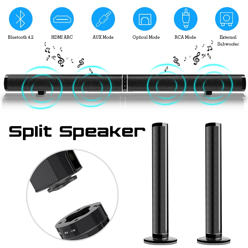 50W Bluetoth Speaker detachable TV Soundbar Hifi 3D Stereo Column Dual Subwoofers Surround Support RCA AUX HDMI For Home Theater 50W Bluetoth Speaker detachable TV Soundbar Hifi 3D Stereo Column Dual Subwoofers Surround Support RCA AUX HDMI For Home Theater