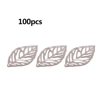 

100 pcs/Pack Openwork Leaf Metal Flower Frame Pendant Charm DIY UV Resin Necklace Jewelry Making