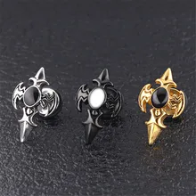 Мужские серьги, Модный золотой крест, ювелирные аксессуары, винтажные серебряные ювелирные изделия из нержавеющей стали, мужские черные серьги-гвоздики для женщин мужчин