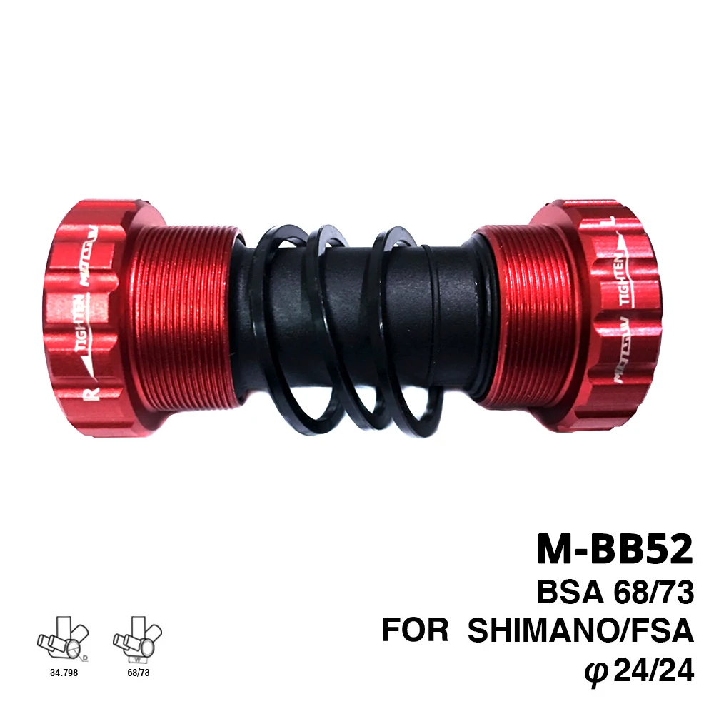 Red MOTSUV M-BB52 полый Нижний Кронштейн для горного велосипеда 68 73 мм велосипедный Подшипник Круглый средний вал оси с винтом m4050 M610 M6000 - Цвет: Red