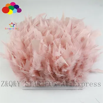 

Natural turkey feather 10-15CM dyed into meat pink edging DIY stage performance costume craft jewelry feather