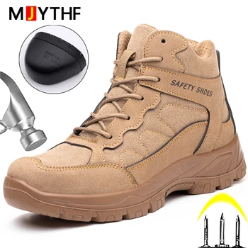 파괴할 수 없는 남성용 작업 안전 부츠, 야외 워커, 충격 방지 펑크 방지 산업 신발, 겨울 사막 부츠