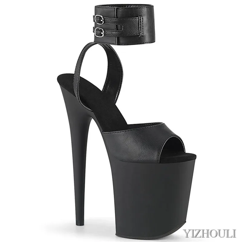 

Sexy 20 cm matte black vamp heels, 8 inch stiletto night club sandals/pole dancing model sandals