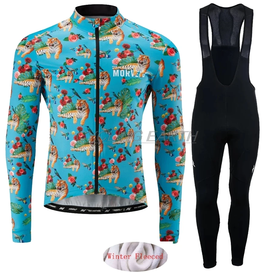 winter set Morvelo теплый зима Термальность флис велосипедная одежда Для Мужчин's Велоспорт Джерси костюм для прогулок верховой езды на велосипеде, MTB Костюмы комбинезон, комплект - Цвет: winter set